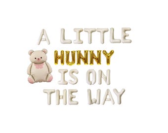 Pooh Bear Baby Shower, A Little Hunny is on the Way Balloon Kit: Letter Balloon Garland Party Decorations for Gender Reveal