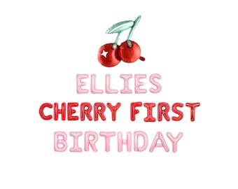 Cherry First Birthday Balloon Kit: Custom Letter Balloon Garland Party Decorations