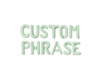 Custom Matte Green Balloon Phrase Kit: Light Green Letter Balloon Garland Party Decor
