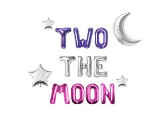 Two the Moon Space Astronaut Birthday Balloon Kit: Custom Second Birthday Letter Balloon Garland Party Decorations