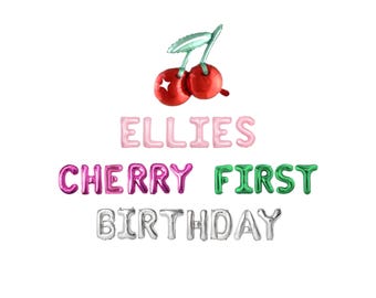 Cherry First Birthday Balloon Kit: Custom Letter Balloon Garland Party Decorations