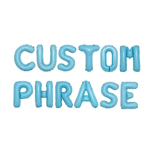 Custom Balloon Letters Balloon Phrase Baby Blue Gold Letter Balloons Custom Balloon Banner Balloon Letters in Blue