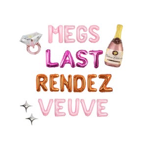 Last Rendez Veuve Bachelorette Letter Balloon Kit Custom Champagne Bachelorette Party Decorations Veuve Bridal Shower Balloon Decor