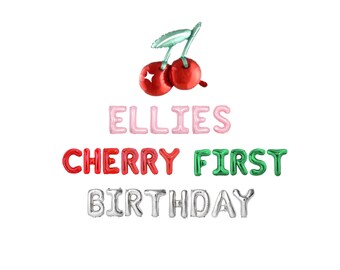 Cherry First Birthday Balloon Kit: Custom Letter Balloon Garland Party Decorations