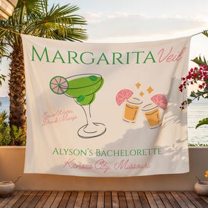 Margaritaveil Bachelorette Party Sign Custom Wall Hanging for Margs and Matrimony Bach Party Personalized Tapestry Social Banner Decoration