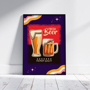 Beer Wall Art, Mug of Beer Print, Bar Wall Decor, Vintage Wall Art, Fresh Beer, Beer Poster Art, DIGITAL DOWNLOAD, Printable Wall Art