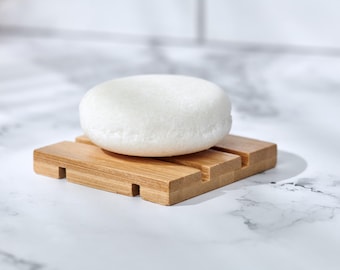 Bamboo Square Soap Dish, Designed for Small Spaces, Natural Bathroom & Kitchen Accessory