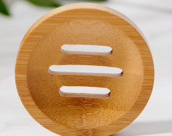 Bamboo Circular Soap Dish, Designed for Small Spaces, Natural Bathroom & Kitchen Accessory