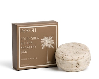 Coffee & Vanilla Shea Butter Shampoo Bar, Plastic Free, US Made