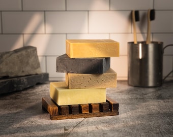 Wood Soap Dish, Darker Stain, Natural Bathroom & Kitchen Accessory