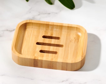 Bamboo Soap Dish, Curved Tray Design, Natural Bathroom & Kitchen Accessory