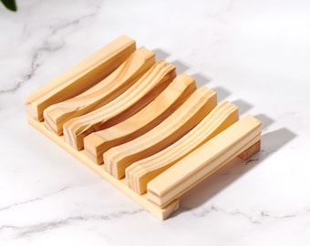 Wood Soap Dish, Lighter Color, Natural Bathroom & Kitchen Accessory