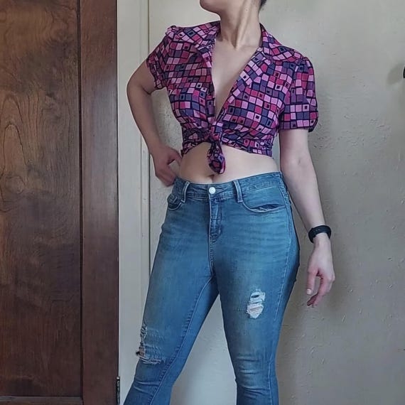 RARE 2000s Abstract Pink and Purple Patterned But… - image 6