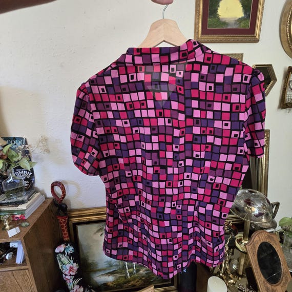 RARE 2000s Abstract Pink and Purple Patterned But… - image 3