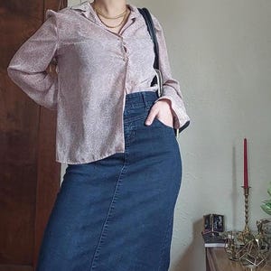 Vintage Pink Paisley Button Up Shirt Size 14 Norton Menaughton Boho Oversized Blouse