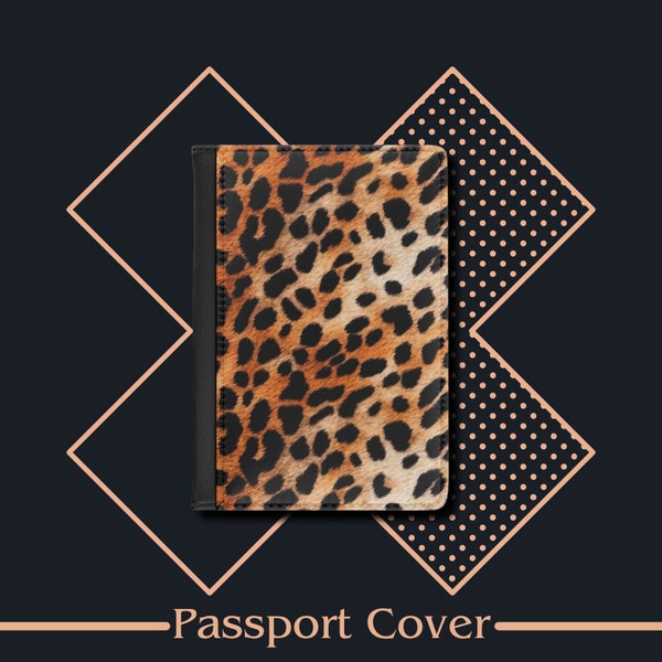 Passport Cover Cheetah Print, Passport Case, Leather Passport Holder, Travel Gift, Traveler's Gift, Travel Wallet, Travel Accessories