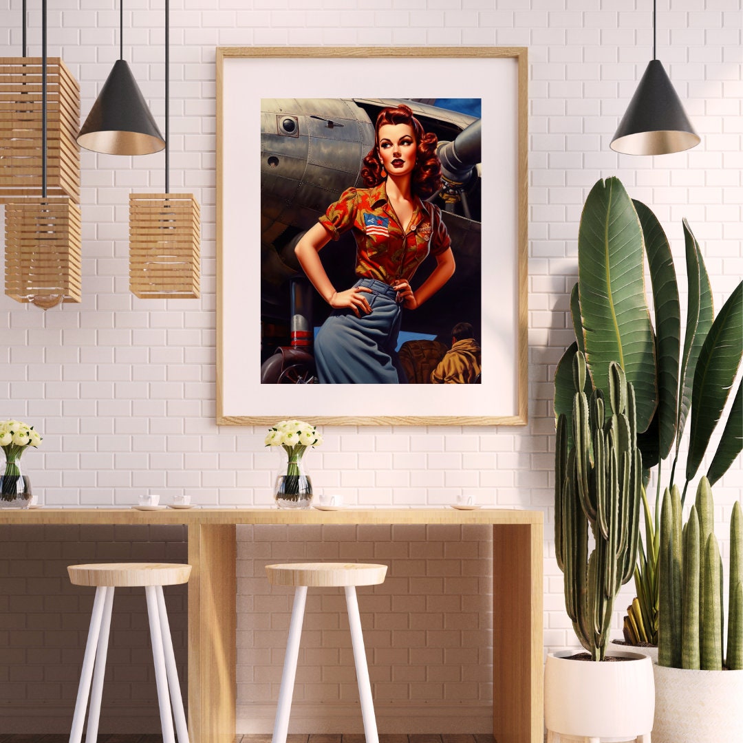 Wall Poster Classic WWII Pin up Girl Wall Art Wall Etsy