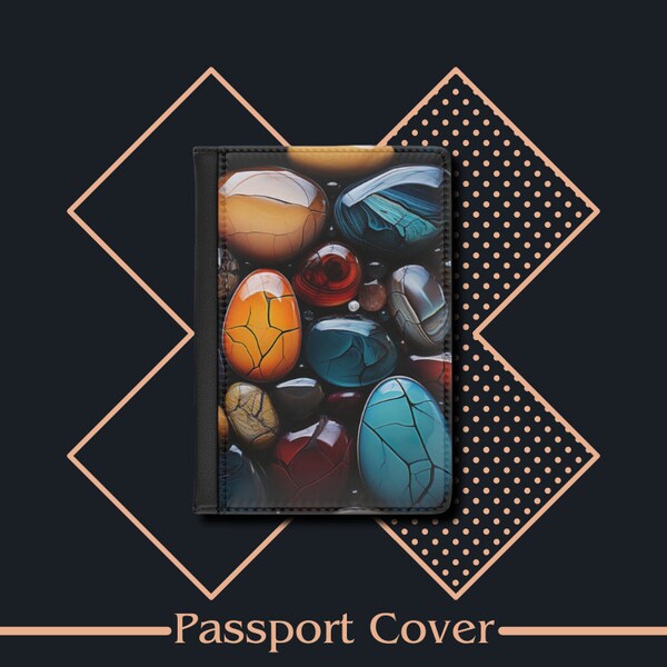 Passport Cover Rocks Realistic Design, Passport Case, Leather Passport Holder, Travel Gift, Travel Wallet, Travel Accessories