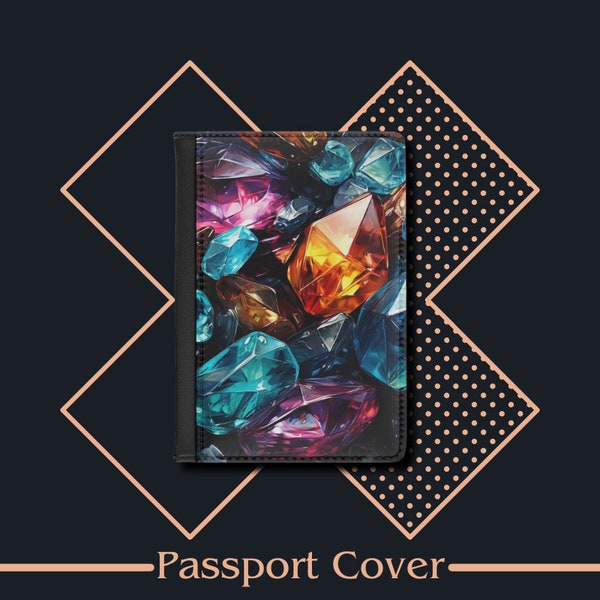 Passport Cover Sparling Gems, Passport Case, Leather Passport Holder, Travel Gift, Traveler's Gift, Travel Wallet, Travel Accessories
