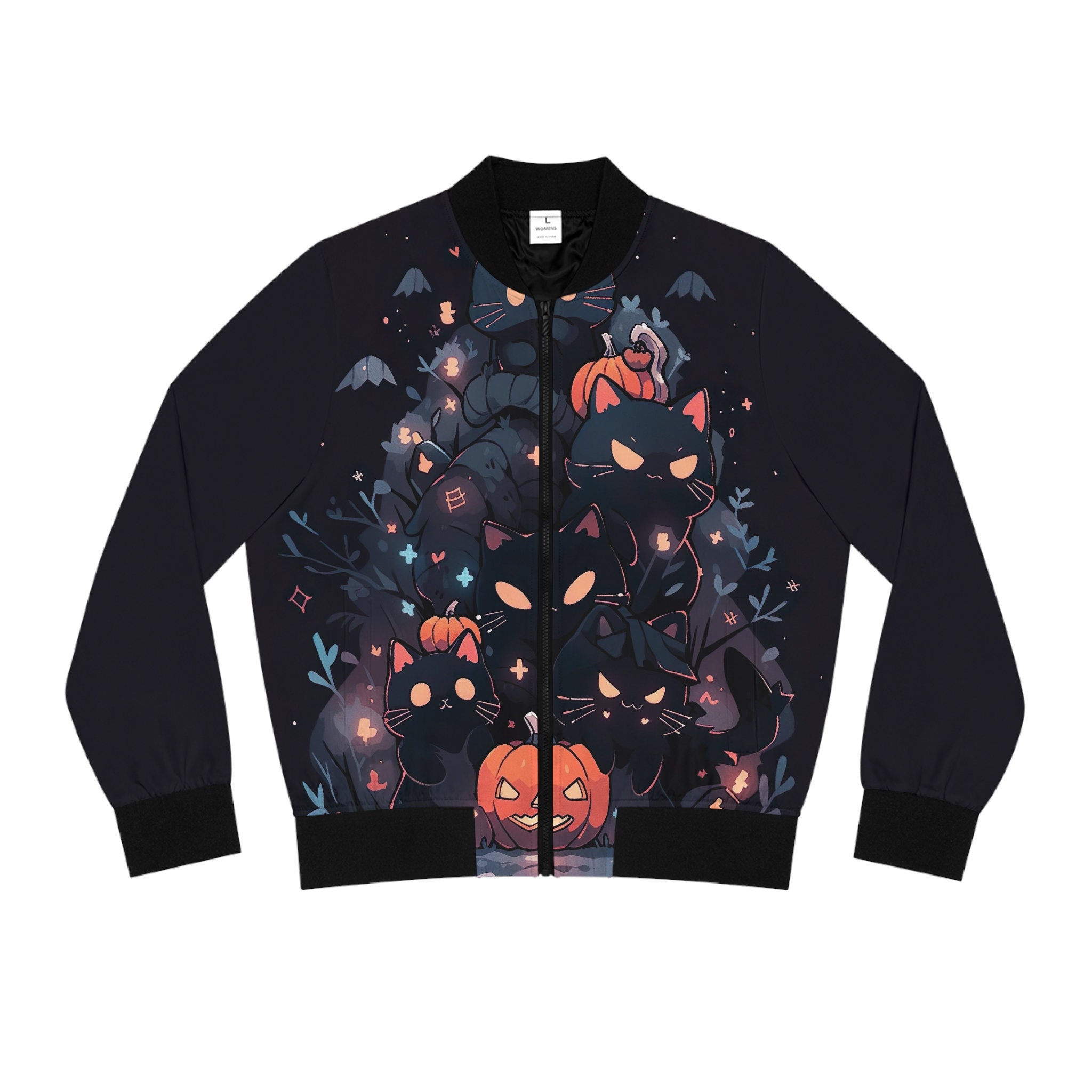 Discover Womens Bomber Jacket Spooky Cats