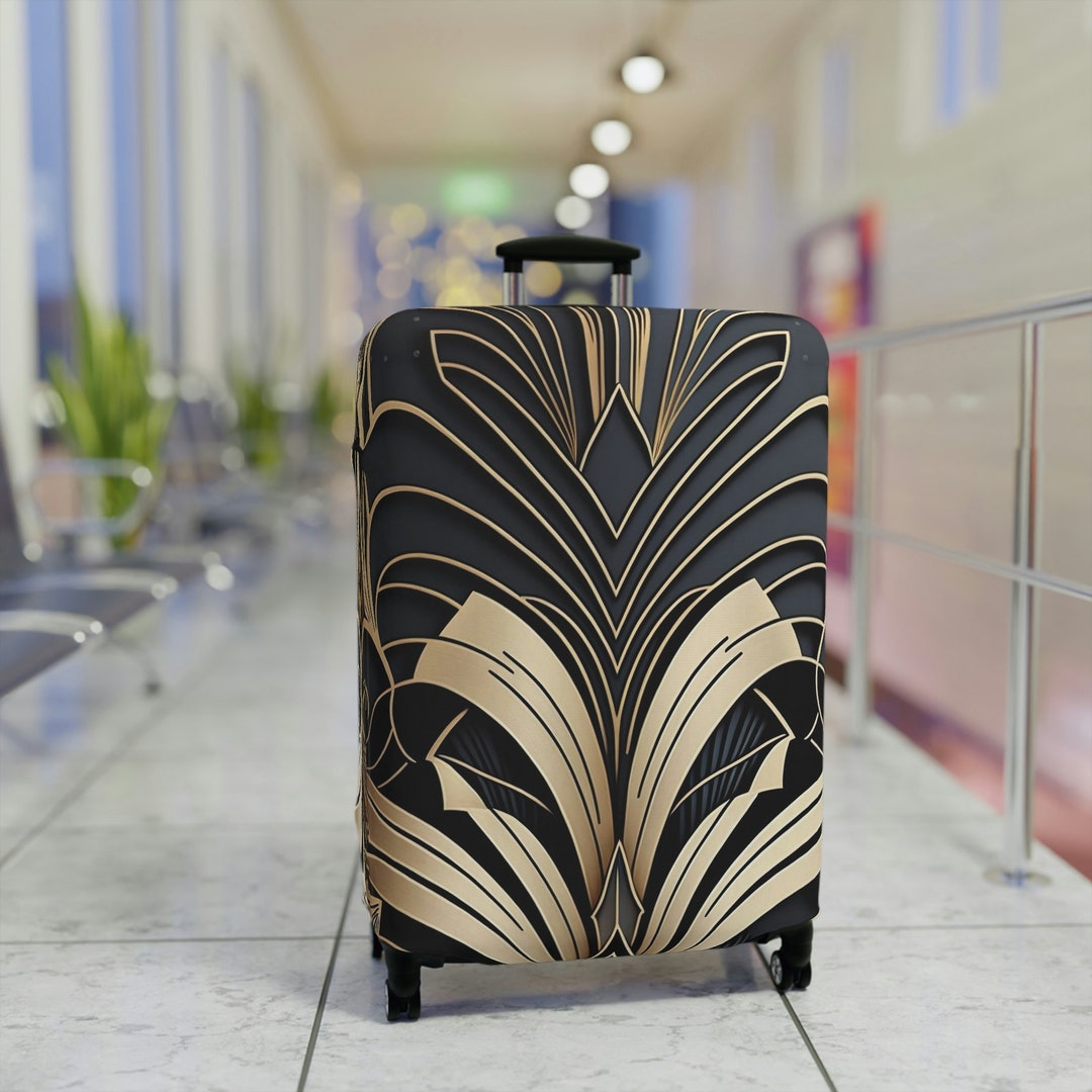 Luggage Cover Black and Gold Design Luggage Protector Cover Etsy