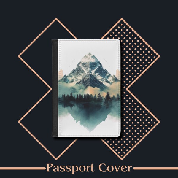 Passport Cover Mountain Range, Passport Case, Leather Passport Holder, Travel Gift, Traveler's Gift, Travel Wallet, Travel Accessories