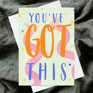 Je hebt deze wenskaart - handgemaakte getextureerde wenskaart - eigenzinnige aquarel - positiviteit - geluk - kracht - ondersteuning - liefde