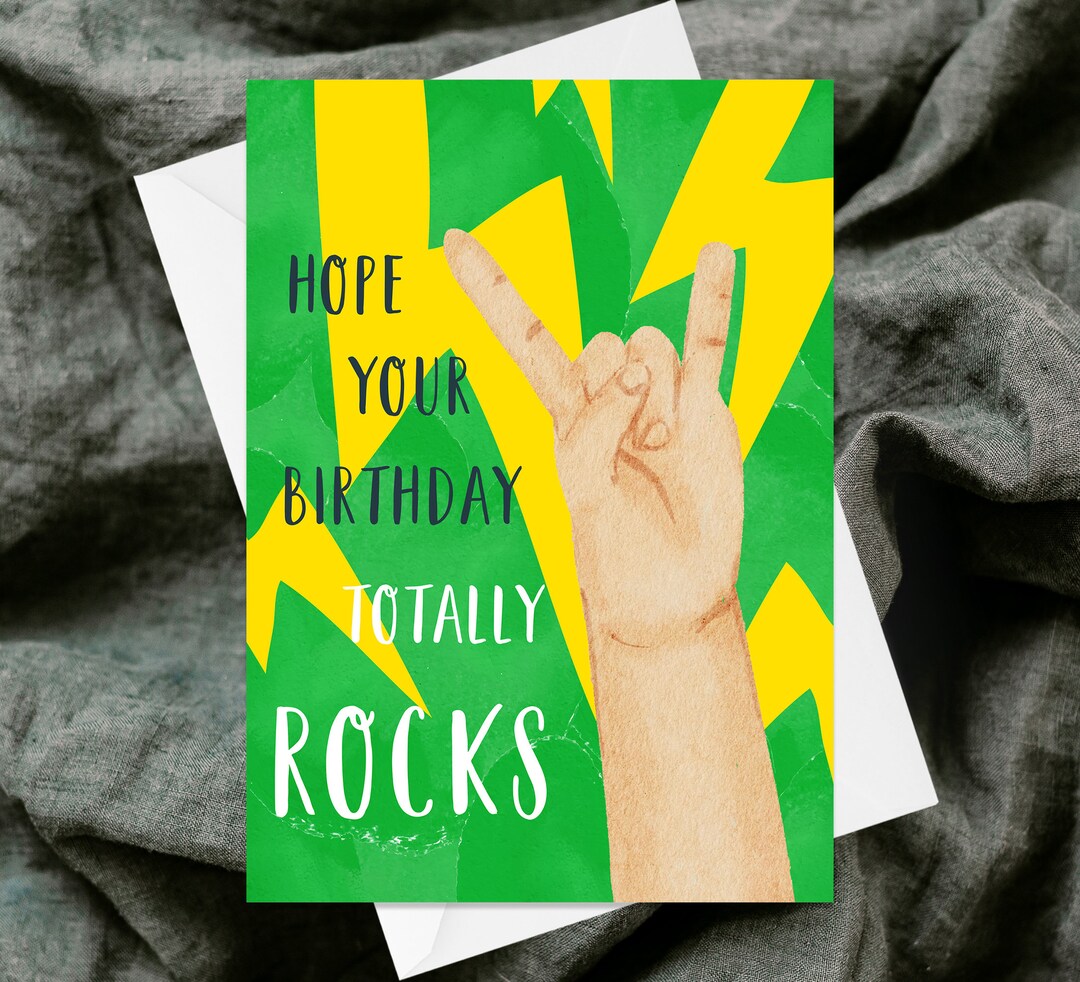 Hope Your Birthday Totally Rocks Greetings Card - Handmade Textured ...