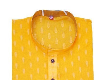 Men's kurta pajama set Indian Ethnic Clothing Men's Ethnic Clothing Kurta set yellow color design cotton kurta