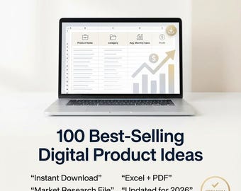 Top 100 bestverkochte digitale productenlijst 2026 | Winstgevende Etsy niche-ideeën | Marktonderzoek pdf | Side Hustle-gids voor beginners