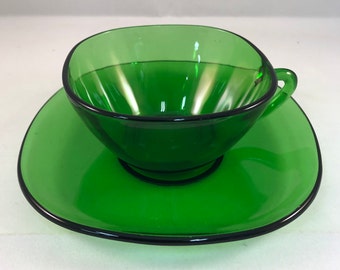 Vintage VereCo France - Green Glass Espresso Cup and Sauce set