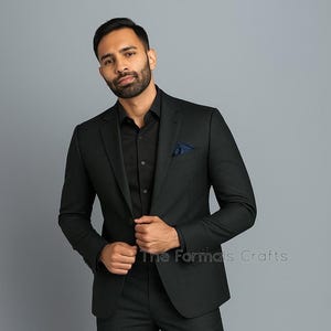 Classic Black Two-Piece Suit for Men, Two Piece Slim Fit Blazer & Pants | Wedding Suit | Prom Suit | Formal Dress Suit for Men