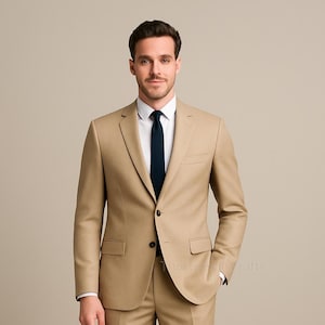 Elegant Beige Suit For Men, Groom & Wedding Suit, Engagement Suit, Prom Suit, Gift For him, Men Slim Fit Suit, Custom Wedding Suit.