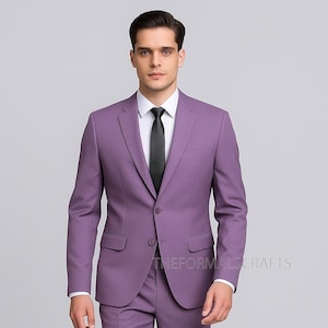 Light Purple Two Piece Suit for Men, Two Piece Slim Fit Blazer & Pants | Wedding Suit | Prom Suit | Formal Dress Suit for Men