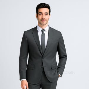 Classic Men Charcoal Grey Two Piece Suit, Handmade & Perfect for All Formal Occasions Prom Night Suit, Engagement, Prom, Gift For him.
