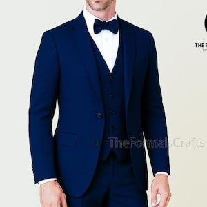 Mens Royal Blue 3-Piece Suit, Three Piece Slim Fit Blazer & Pants | Wedding Suit | Prom Suit | Formal Dress Suit for Men, Men Custom Suit