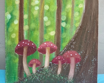 Original Oil Pastel Drawing, Summer Woodlands