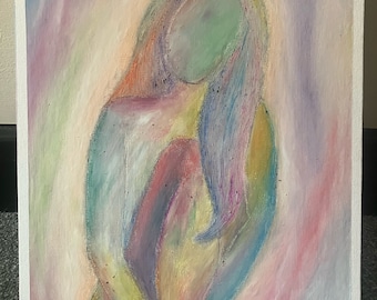 Original Abstract Oil Pastel Drawing