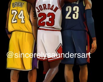jordan kobe lebron painting