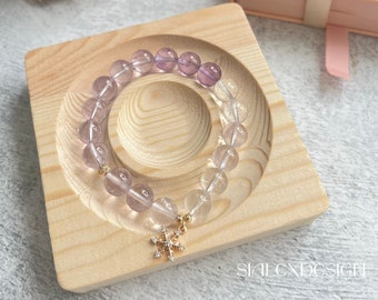 Bracelet d'améthyste dégradé de haute qualité, cristal d'énergie, fête des mères, cadeau pour elle ou lui, bracelet fait main