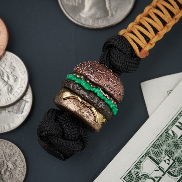 Perle de couteau Burger bronze laiton nickelé charme de longe paracord EDC