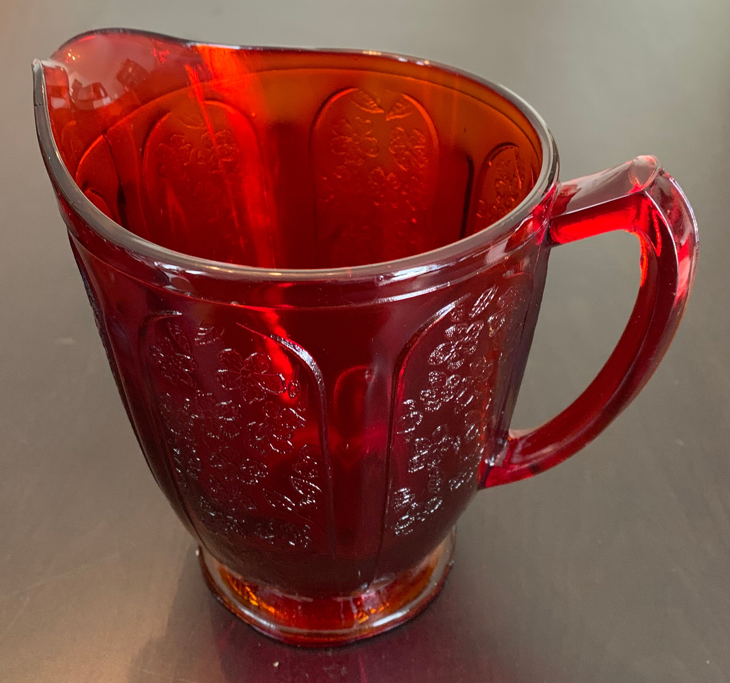 Reproduction Depression Glass Ruby Red Pitcher and Glasses Set Etsy