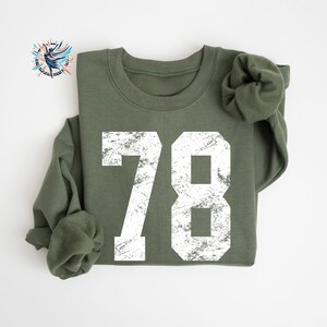 Custom Number Sweatshirt: Personalized Gameday Team Sweater, Mascot Hoodie Military Green