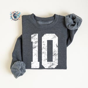 Custom Number Sweatshirt: Personalized Gameday Team Sweater, Mascot Hoodie Dark Heather