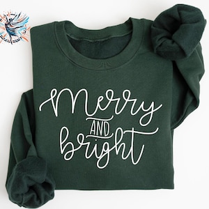 Merry and Bright Christmas Sweatshirt: Unisex Holiday Sweater image 1