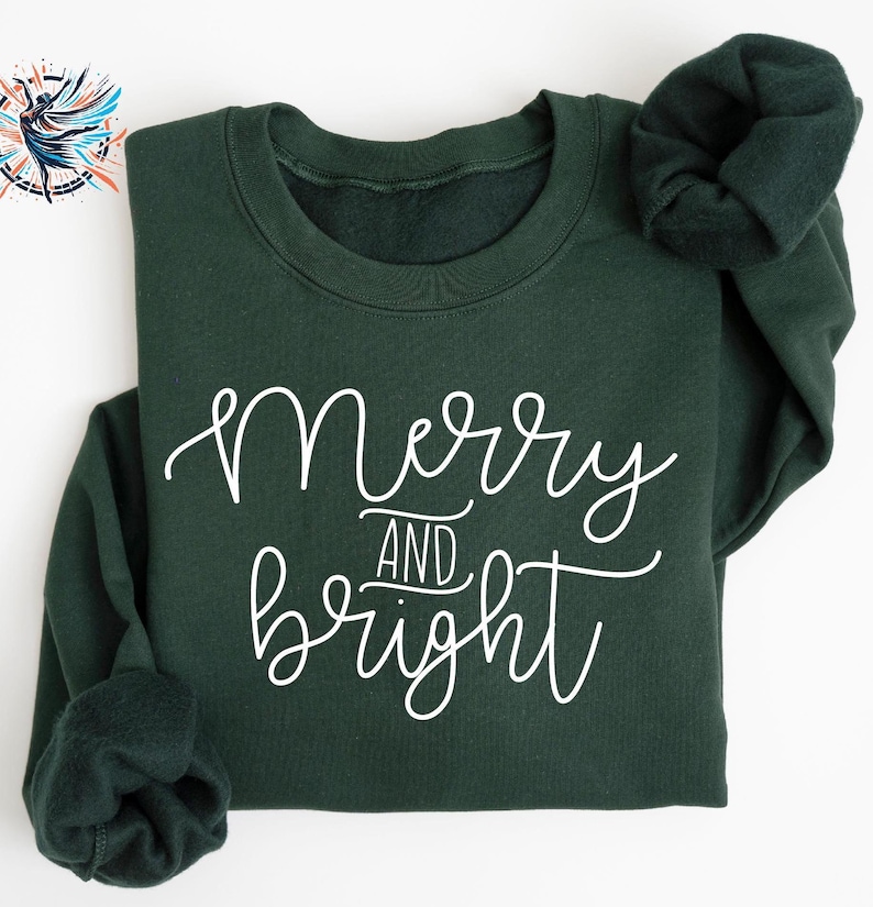 Merry and Bright Christmas Sweatshirt: Unisex Holiday Sweater image 1