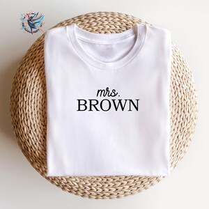 Custom Mrs Shirt, Personalized Mrs Shirt, Mrs Last Name Shirt, Bride Tee, Bachelorette Party Gift, Bridal Shower Crewneck, Bachelorette Tee