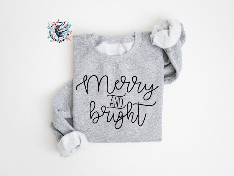 Merry and Bright Christmas Sweatshirt: Unisex Holiday Sweater image 3