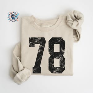 Custom Number Sweatshirt: Personalized Gameday Team Sweater, Mascot Hoodie Sand