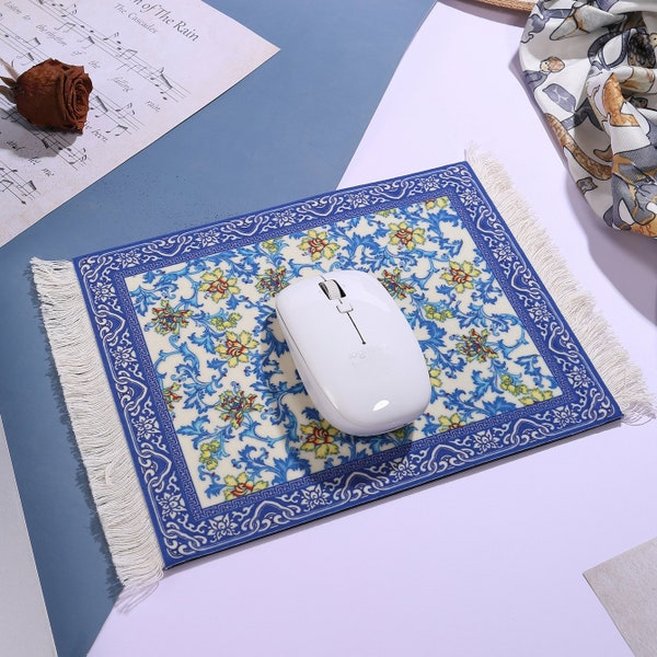 Handmade Rug Mouse Pad - Vintage Carpet Rubber Mousemat for Home Office Table Decor MouseRug